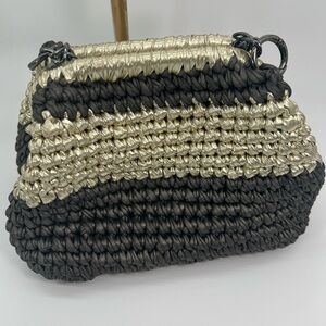 Chic Black and Gold Woven Clutch